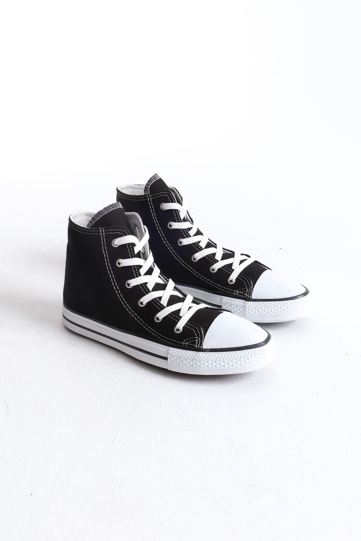 JY0423 AXE Bağcıklı Keten Kumaş Erkek Günlük Sneaker Ayakkabı KBT - Siyah - 44 Resim 4