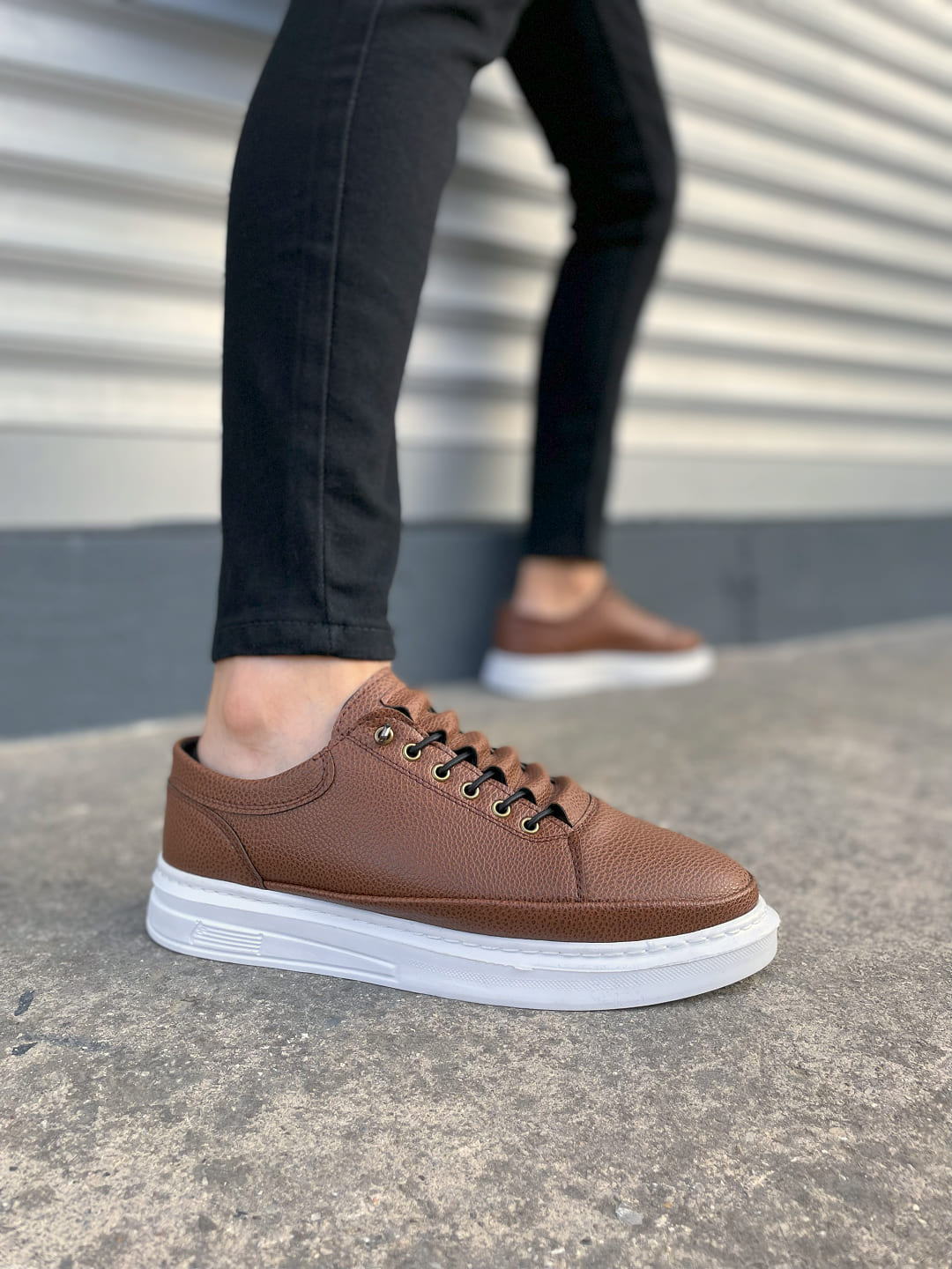 JY0535 Prime Bağcıklı Cilt Erkek Günlük Sneaker Ayakkabı CBT - Taba - 40