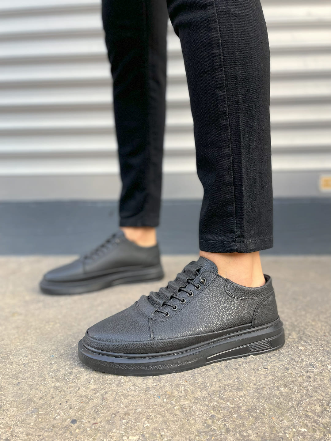 JY0535 Prime Bağcıklı Cilt Erkek Günlük Sneaker Ayakkabı CST - Siyah - 40 Resim 2