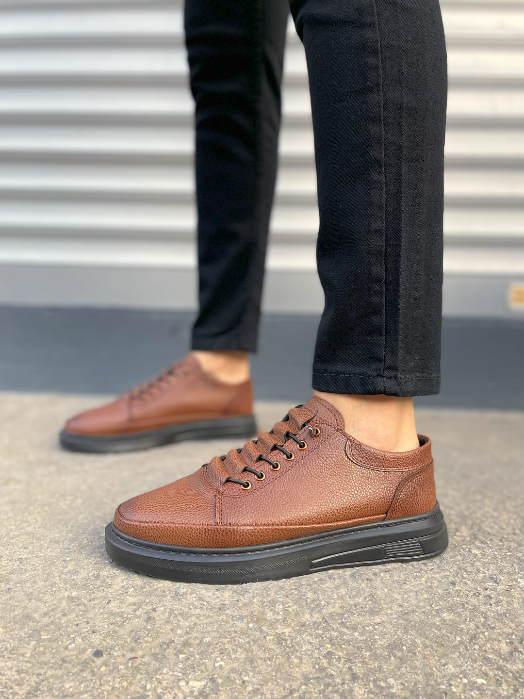 JY0535 Prime Bağcıklı Cilt Erkek Günlük Sneaker Ayakkabı CST - Taba - 43 Resim 2