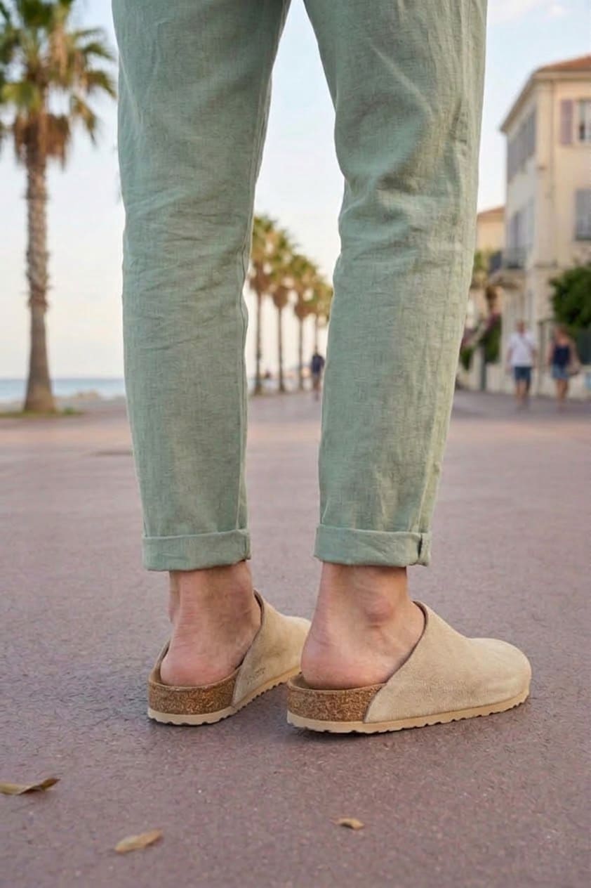 Joy Man Raven Erkek Bağcıksız Süet Loafer Ayakkabı, Mantar Taban, Krem