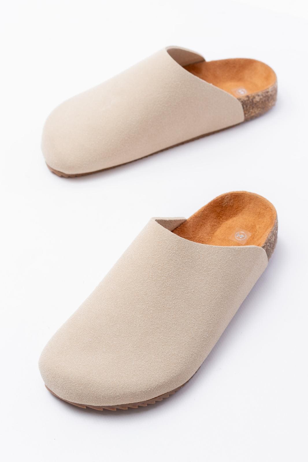 Joy Man Raven Erkek Bağcıksız Süet Loafer Ayakkabı, Mantar Taban, Krem