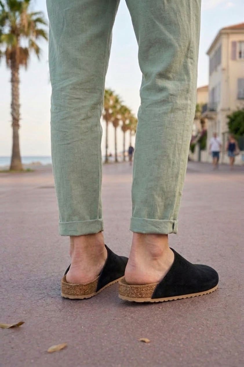 JY0556 Ravn Bağcıksız Hakiki Süet Deri Erkek Günlük Mantar Taban Loafer Klasik Ayakkabı HDMT - Siyah - 41 Resim 3