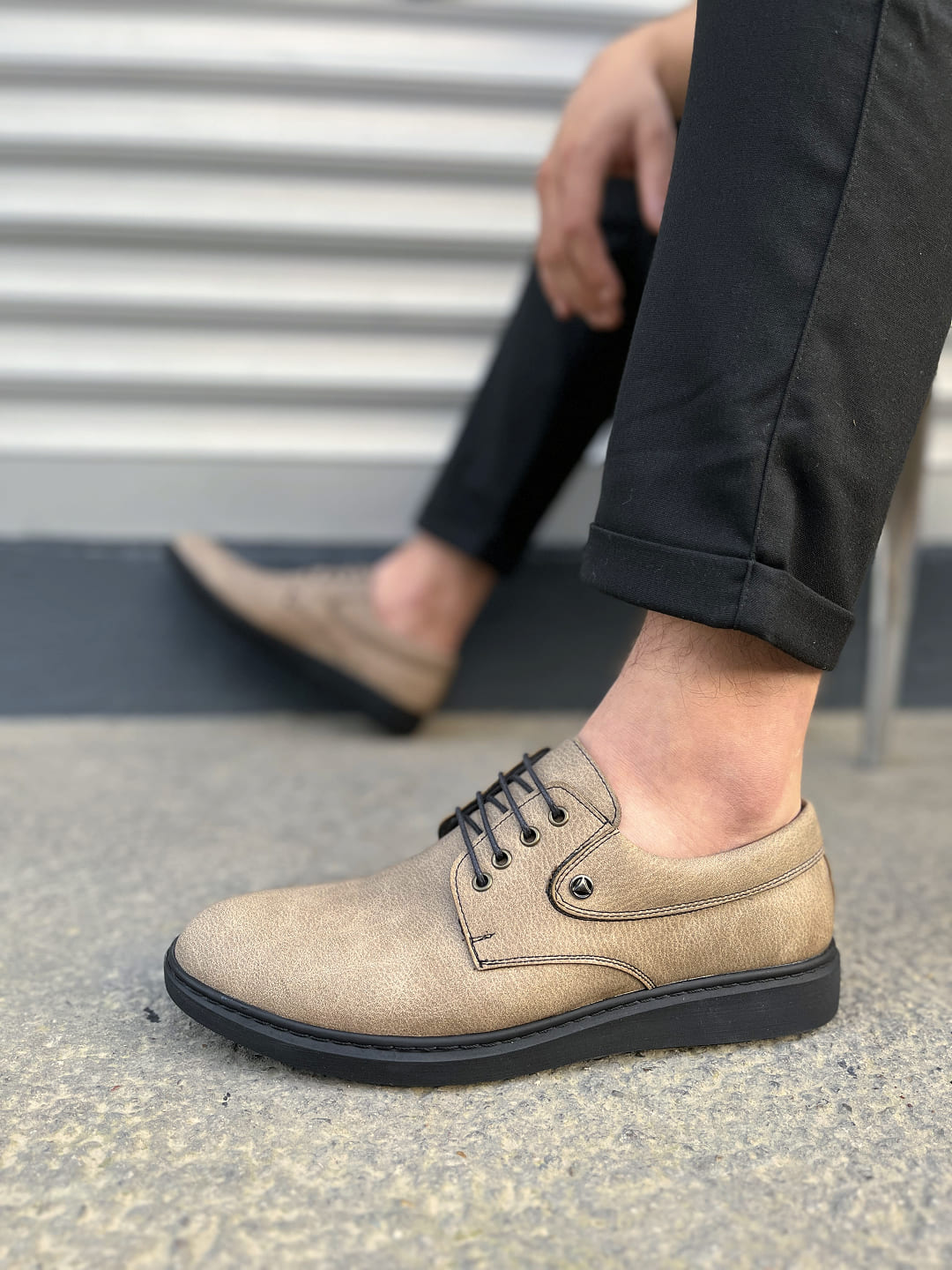 JY0610 Clasico Bağcıklı Cilt Erkek Günlük Klasik Ayakkabı CST - Gri - 43 Resim 3