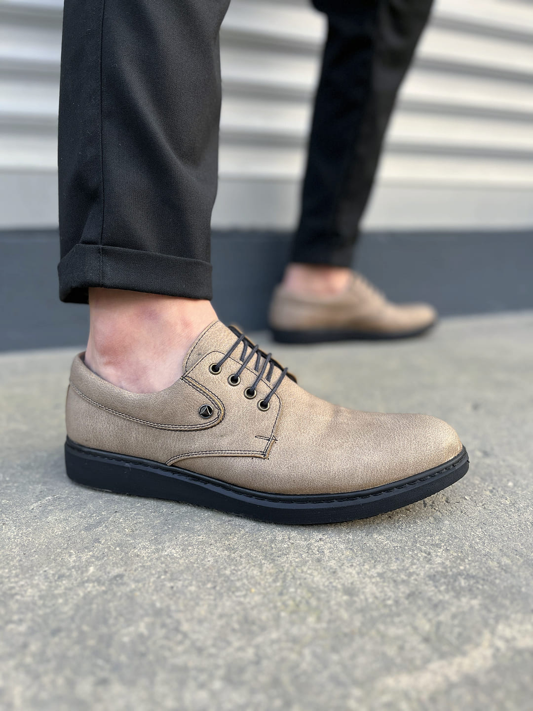 JY0610 Clasico Bağcıklı Cilt Erkek Günlük Klasik Ayakkabı CST - Gri - 43