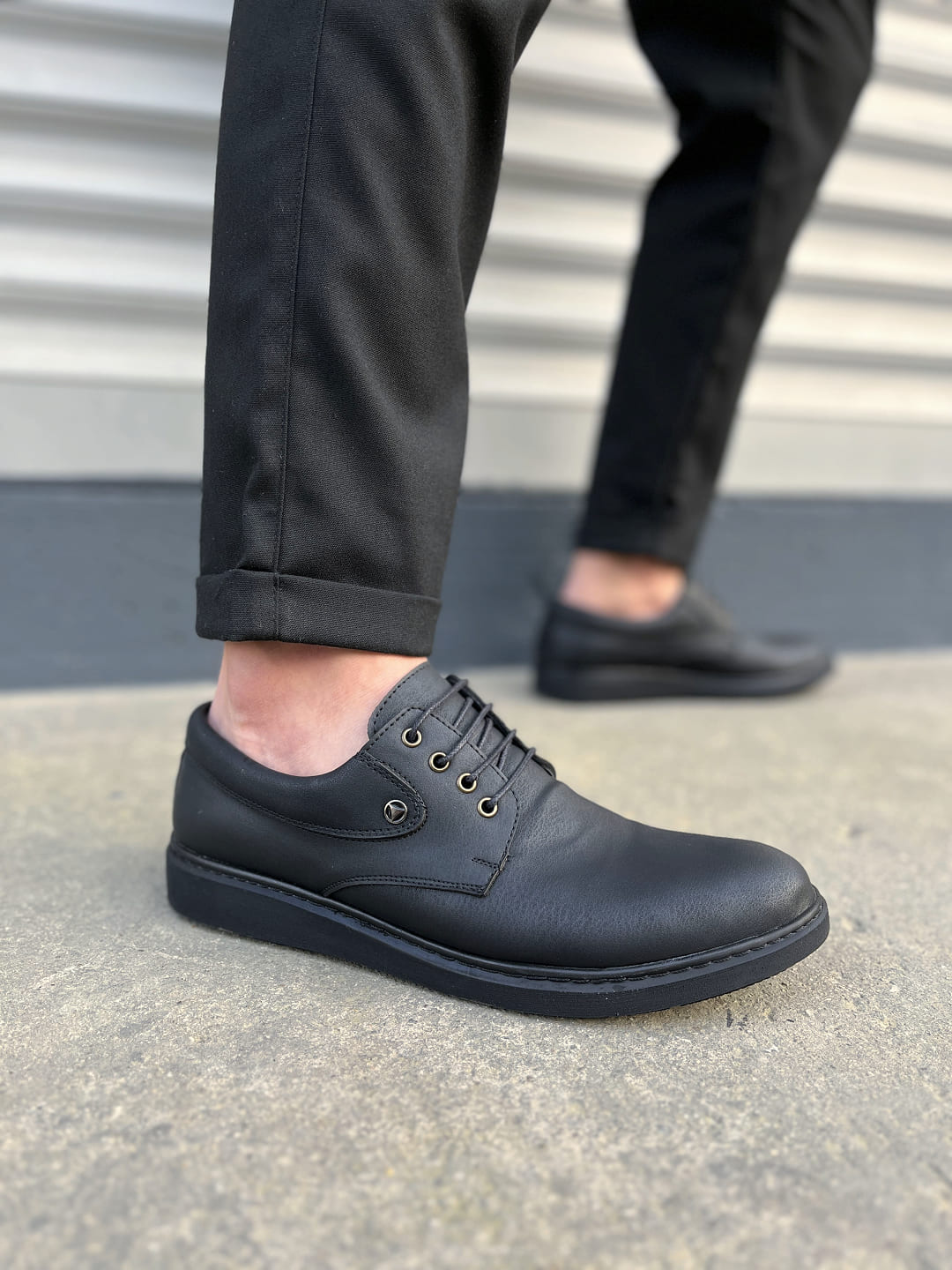 JY0610 Clasico Bağcıklı Cilt Erkek Günlük Klasik Ayakkabı CST - Mat Siyah - 42