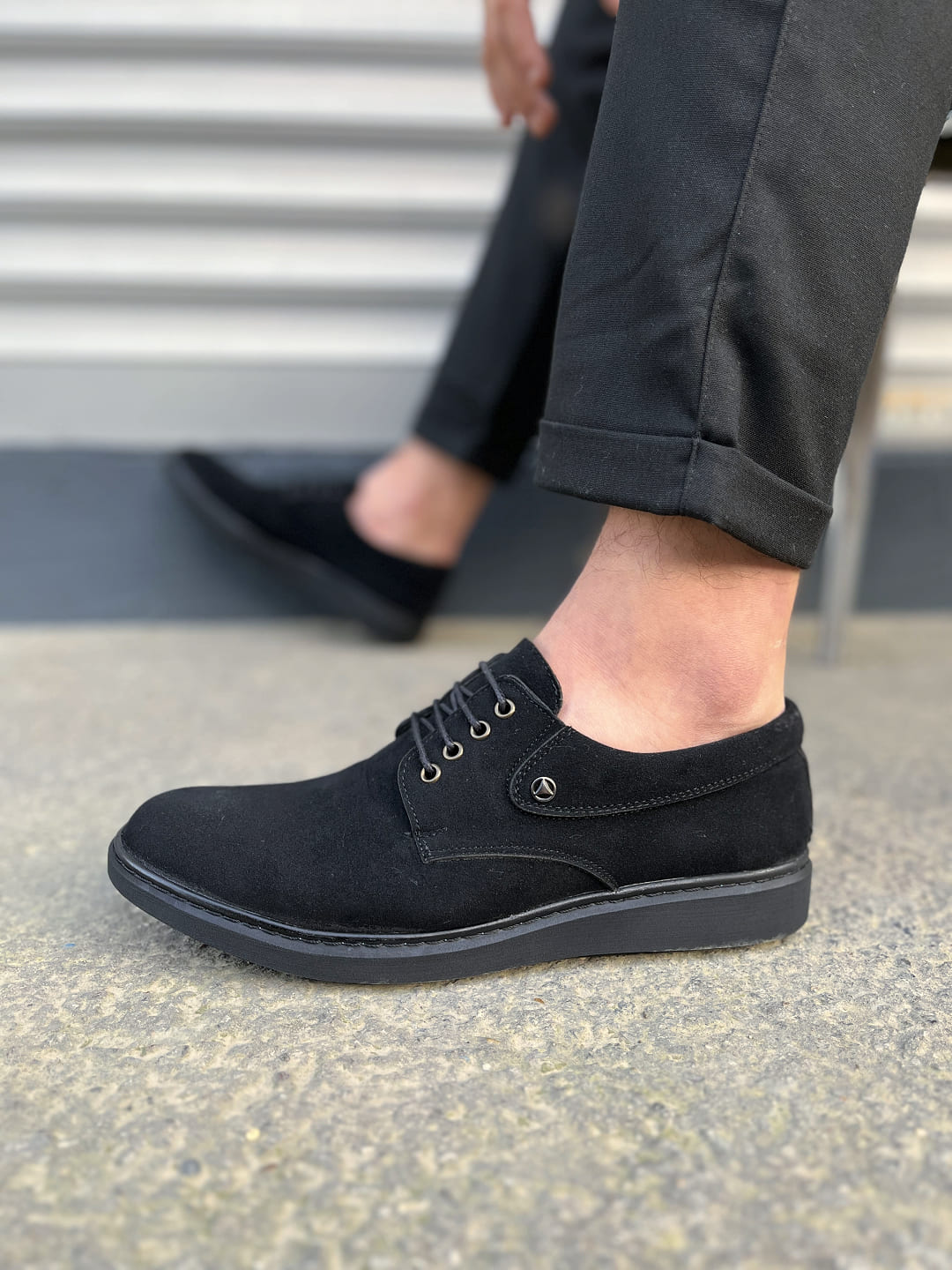 JY0610 Clasico Bağcıklı Süet Erkek Günlük Klasik Ayakkabı SST - Siyah - 44 Resim 3