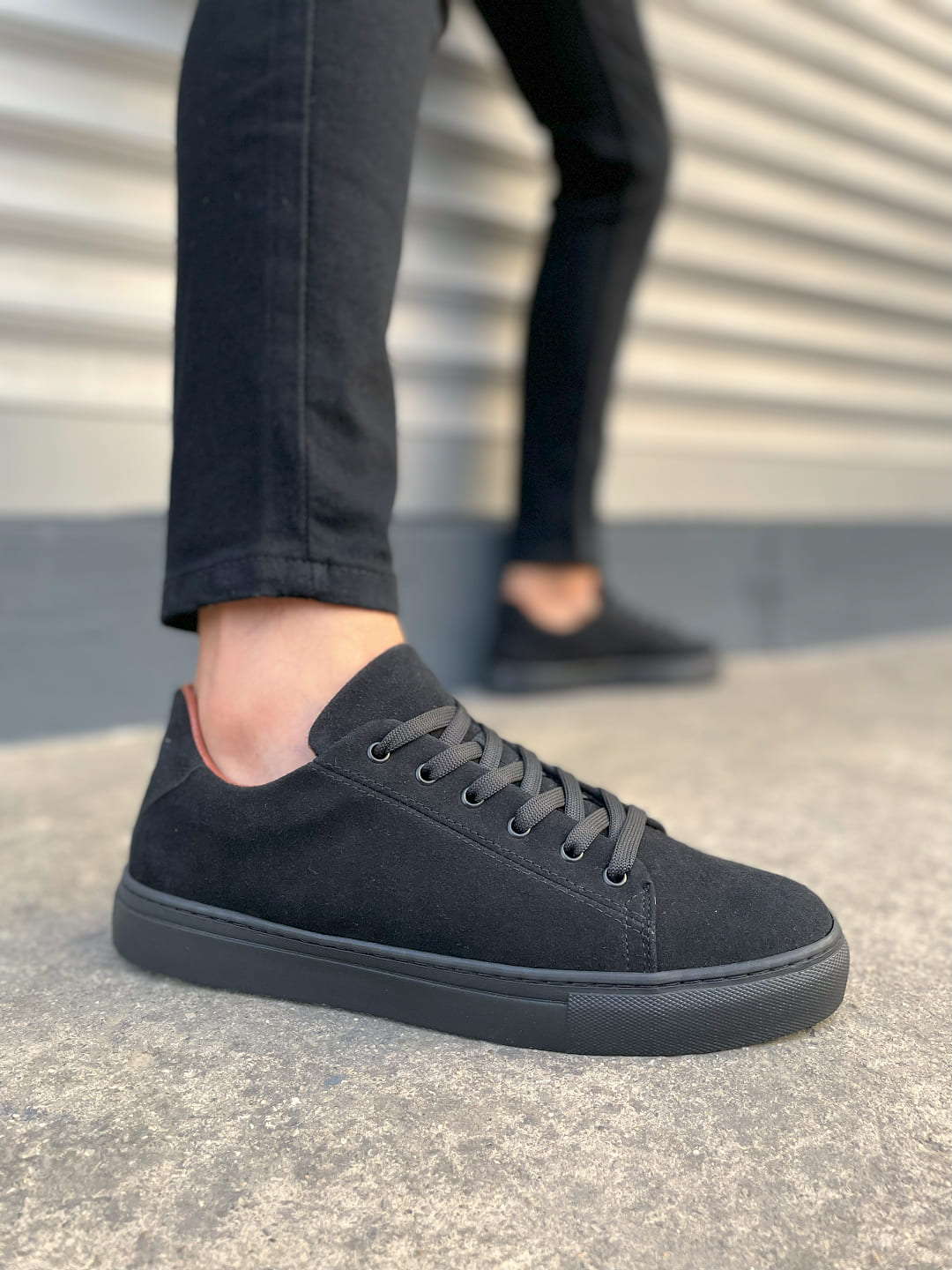 JY122 Mode Bağcıklı Süet Erkek Günlük Sneaker Ayakkabı SST - Siyah - 44