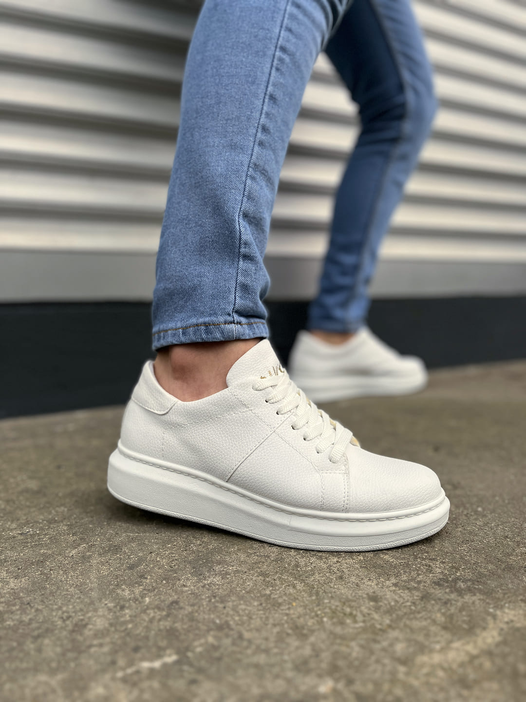 JY151 Boost Bağcıklı Cilt Erkek Günlük Sneaker Ayakkabı CBT - Beyaz - 44