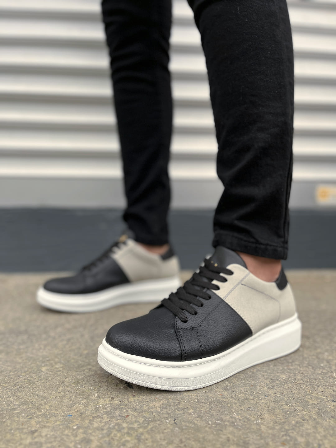 JY151 Boost Bağcıklı Cilt Süet Erkek Günlük Sneaker Ayakkabı CSBT - Siyah/Gri - 41 Resim 2