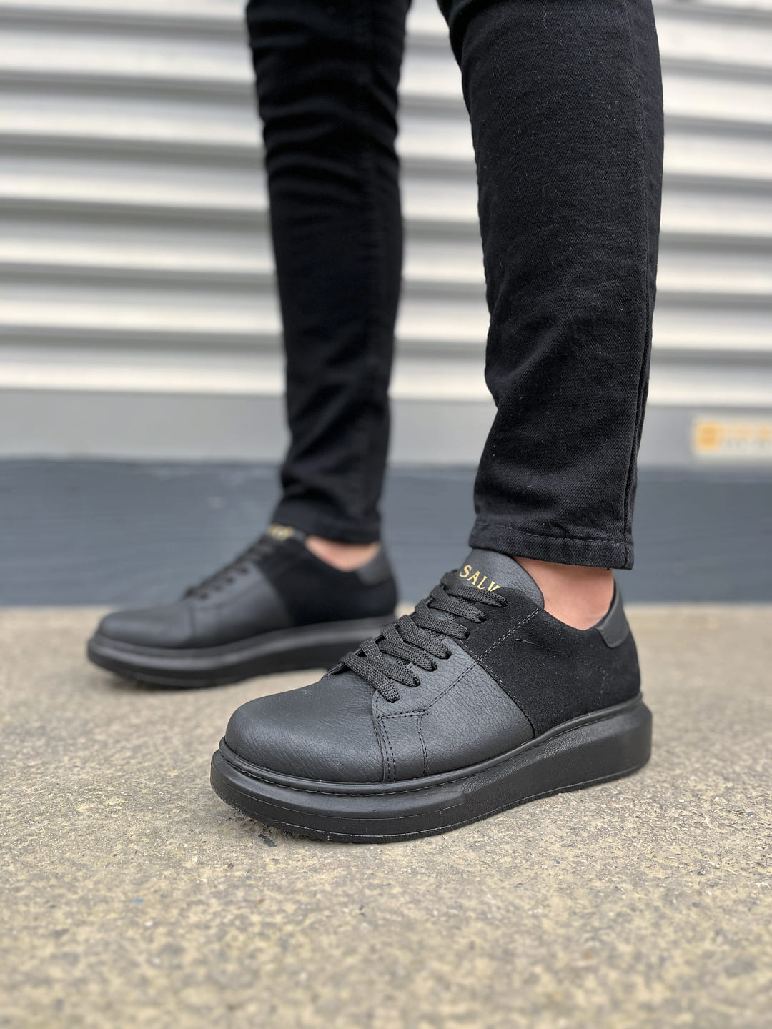 JY151 Boost Bağcıklı Cilt Süet Erkek Günlük Sneaker Ayakkabı CSST - Siyah - 41 Resim 2