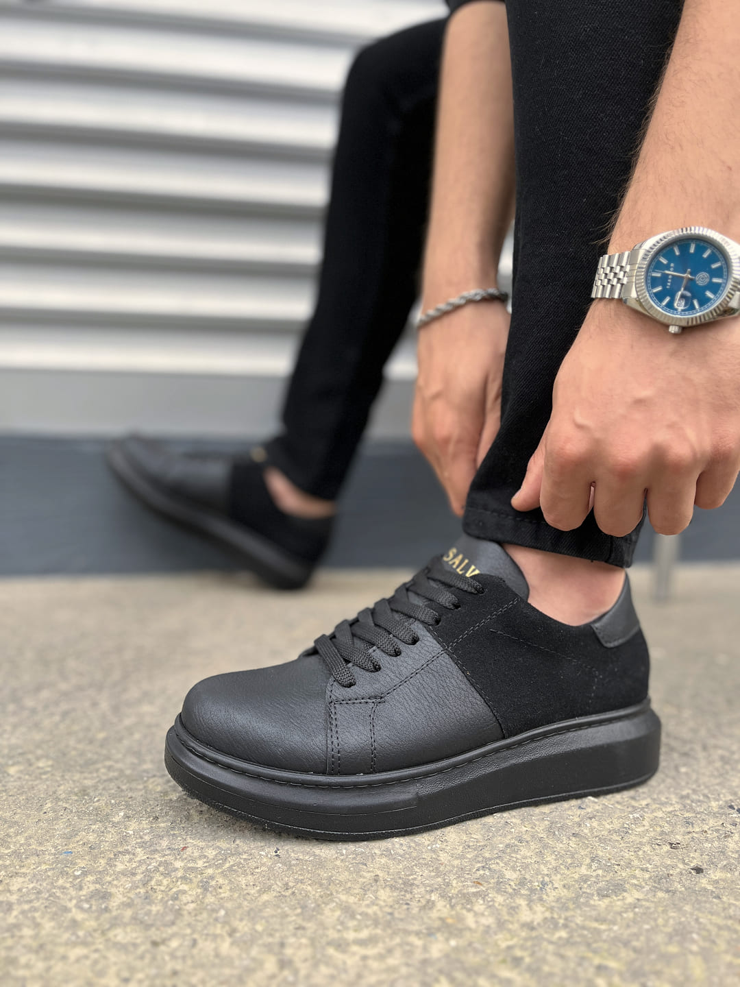 JY151 Boost Bağcıklı Cilt Süet Erkek Günlük Sneaker Ayakkabı CSST - Siyah - 41 Resim 3