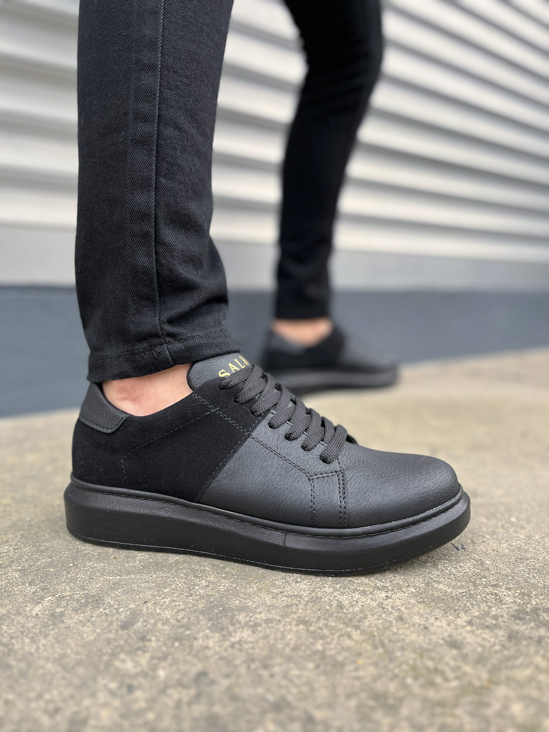 JY151 Boost Bağcıklı Cilt Süet Erkek Günlük Sneaker Ayakkabı CSST - Siyah - 41