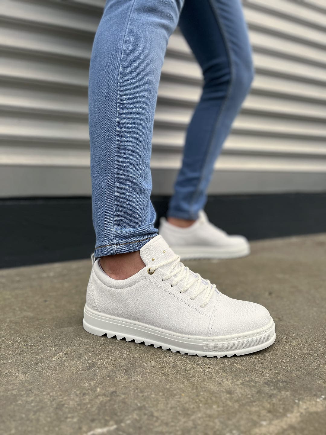 JY152 Cool Lace Skin Male Daily Sport Classic Shoe CBT - White