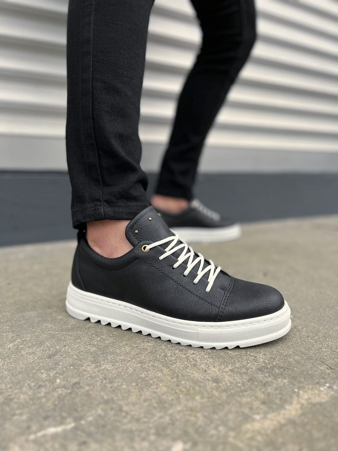 JY152 Cool Bağcıklı Cilt Erkek Günlük Spor Klasik Ayakkabı CBT - Siyah - 40