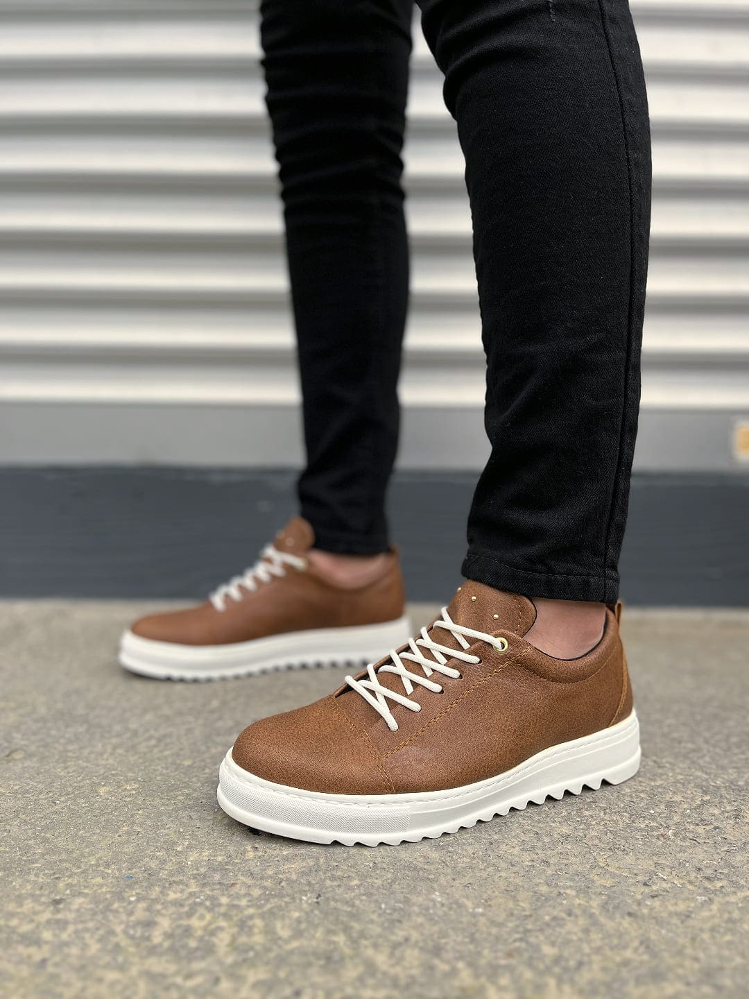 JY152 Cool Bağcıklı Cilt Erkek Günlük Spor Klasik Ayakkabı CBT - Taba - 41 Resim 2