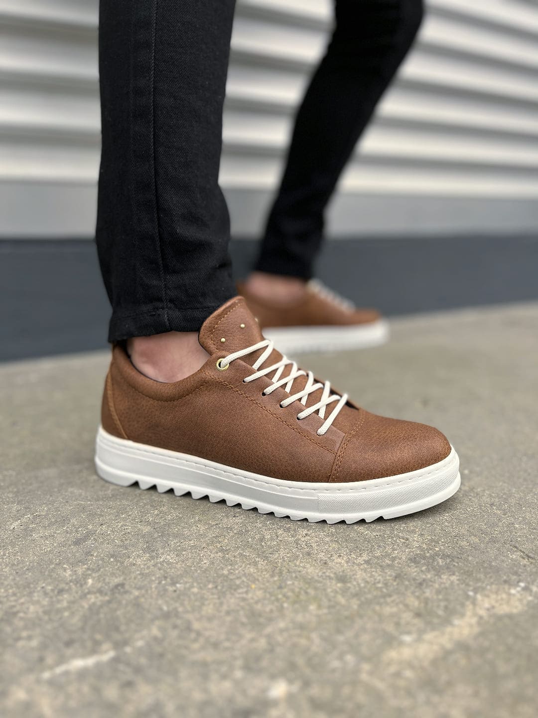 JY152 Cool Bağcıklı Cilt Erkek Günlük Spor Klasik Ayakkabı CBT - Taba - 40