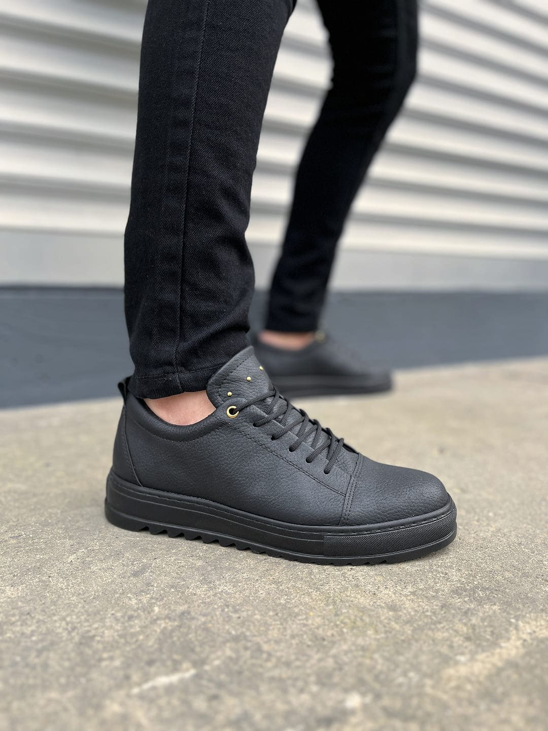 JY152 Cool Lace Skin Male Daily Sport Classic Shoe CST - Black