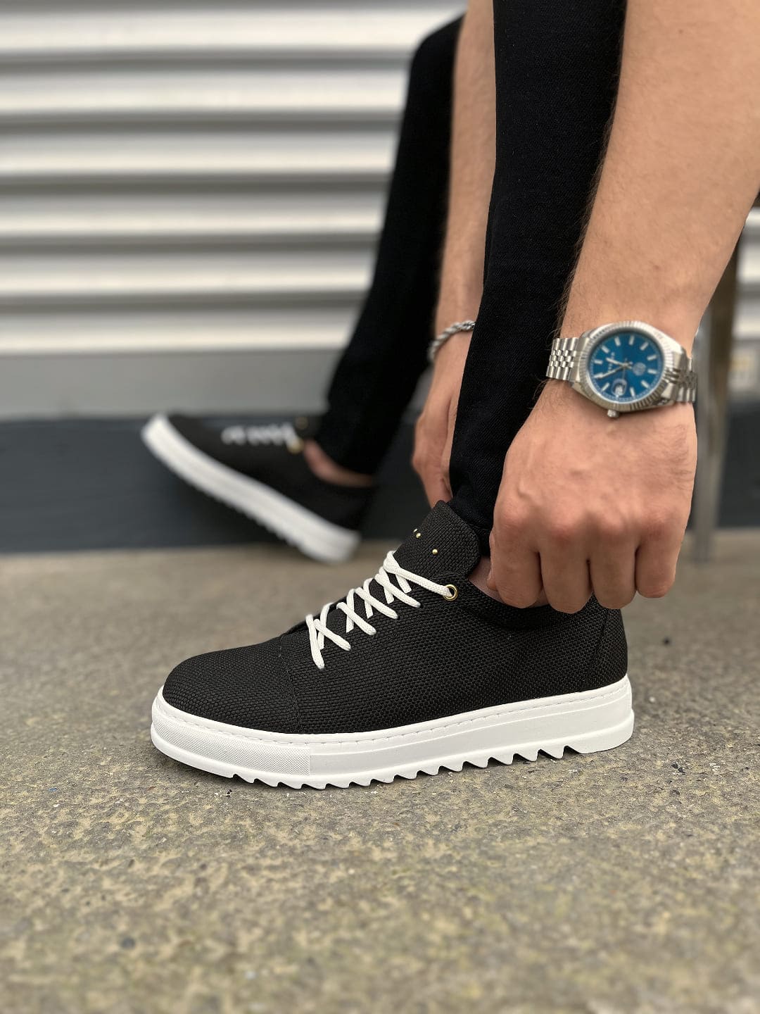 JY152 Cool Bağcıklı Keten Erkek Günlük Spor Klasik Ayakkabı KBT - Siyah - 40 Resim 3