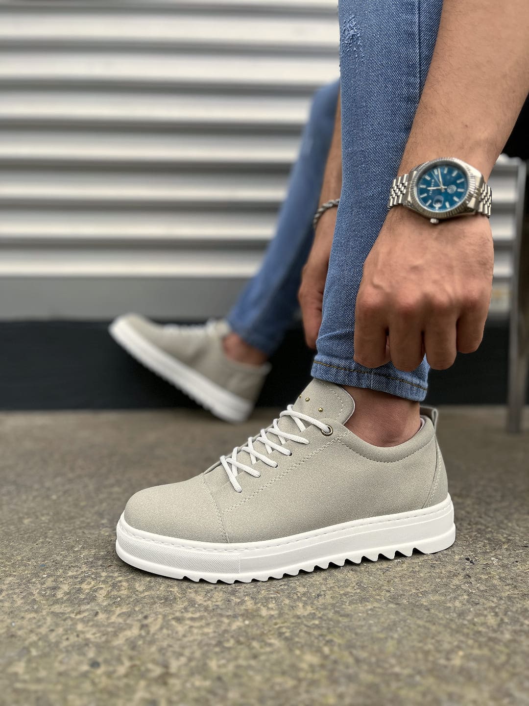 JY152 Cool Bağcıklı Süet Erkek Günlük Spor Klasik Ayakkabı SBT - Gri - 41 Resim 3