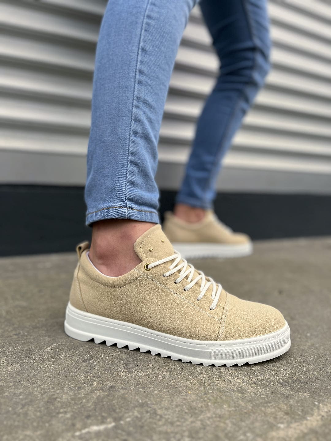 JY152 Cool Bağcıklı Süet Erkek Günlük Spor Klasik Ayakkabı SBT - Krem - 44