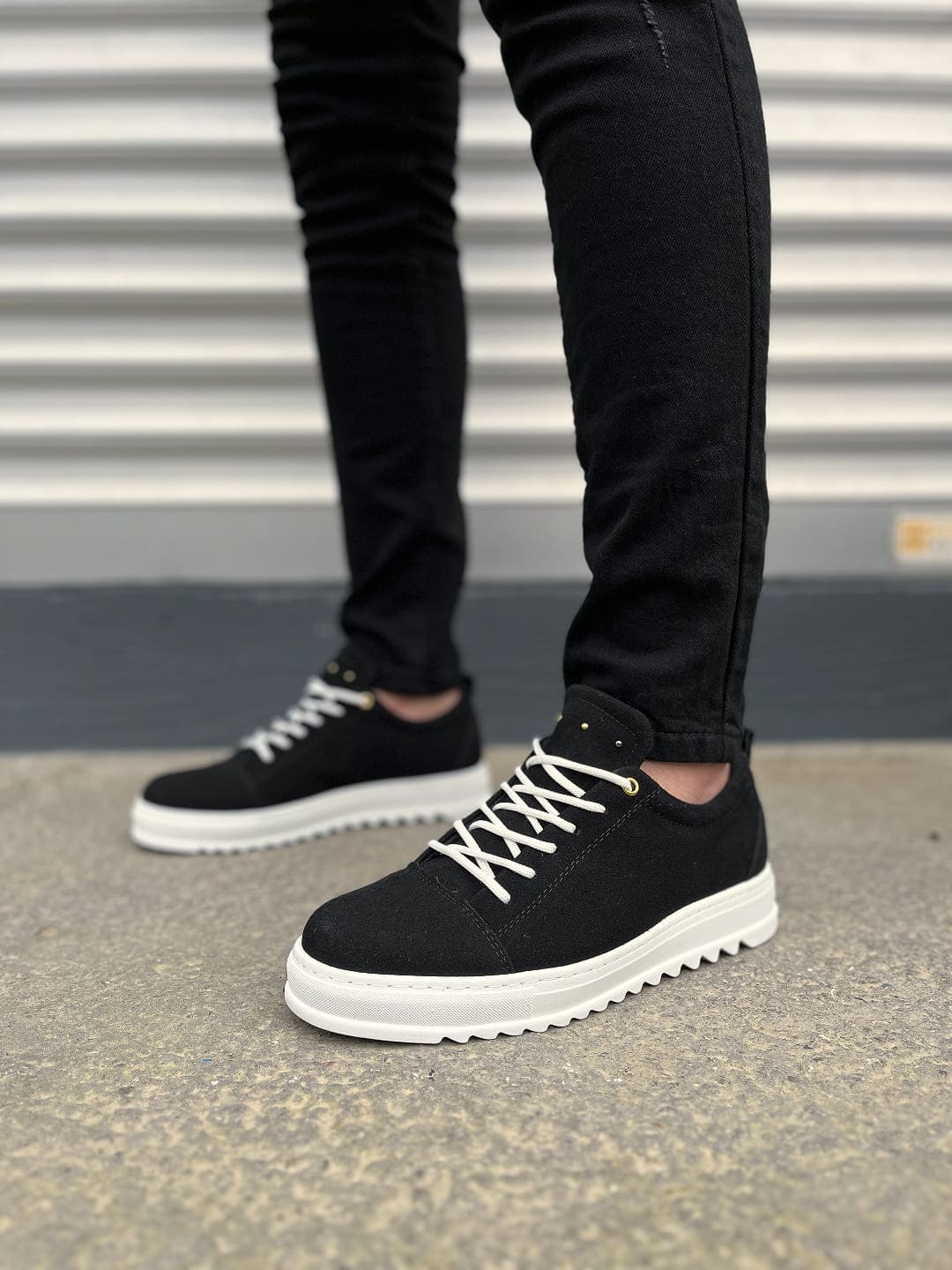 JY152 Cool Bağcıklı Süet Erkek Günlük Spor Klasik Ayakkabı SBT - Siyah - 40 Resim 2