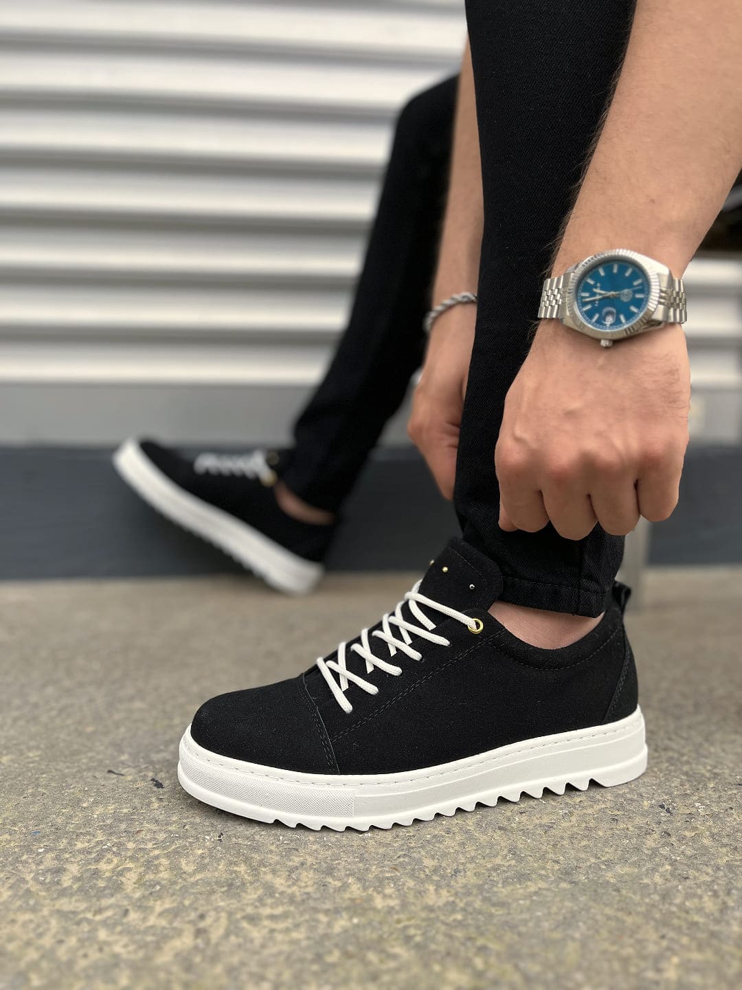 JY152 Cool Bağcıklı Süet Erkek Günlük Spor Klasik Ayakkabı SBT - Siyah - 40 Resim 3