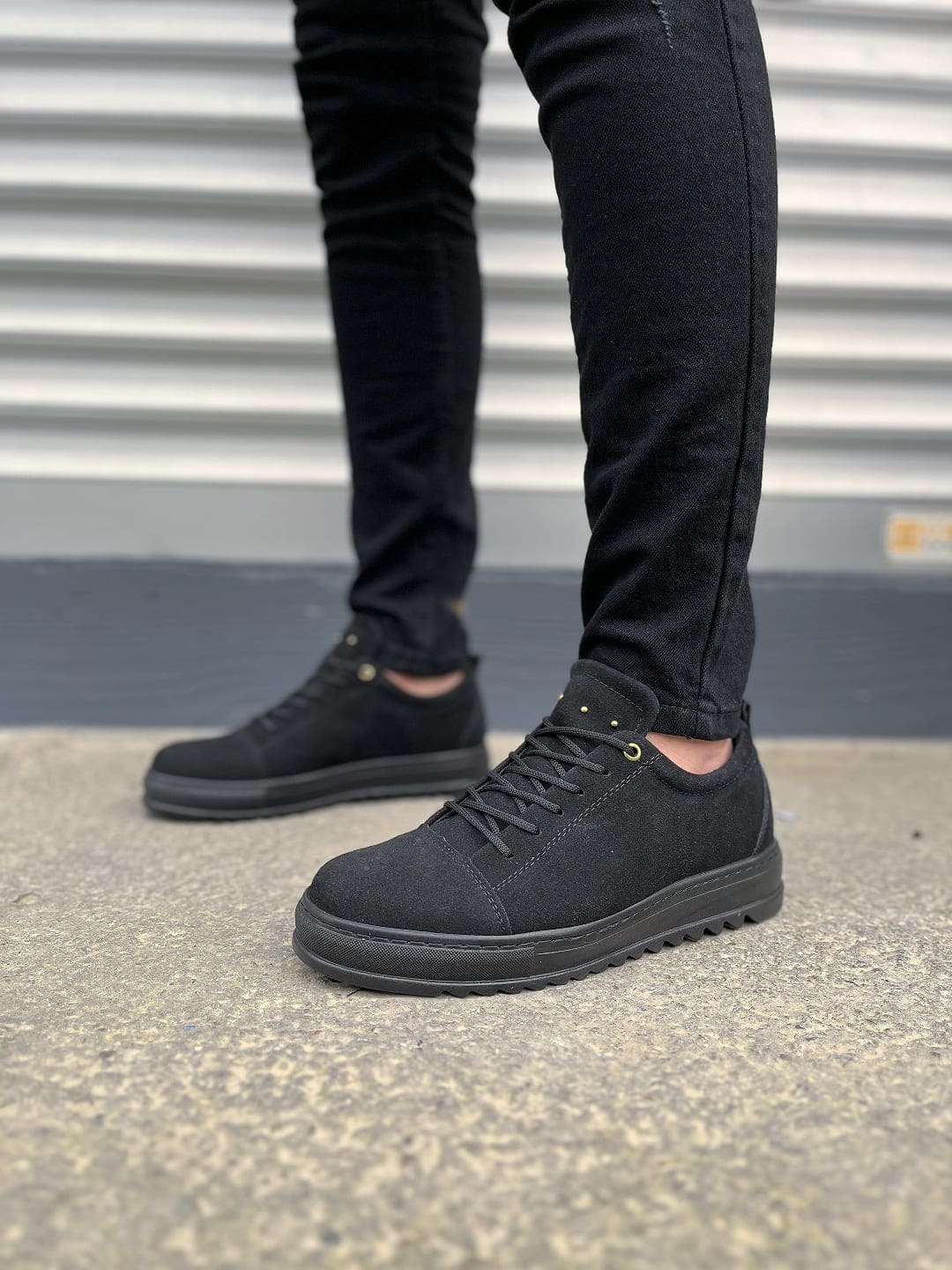 JY152 Cool Bağcıklı Süet Erkek Günlük Spor Klasik Ayakkabı SST - Siyah - 40 Resim 2