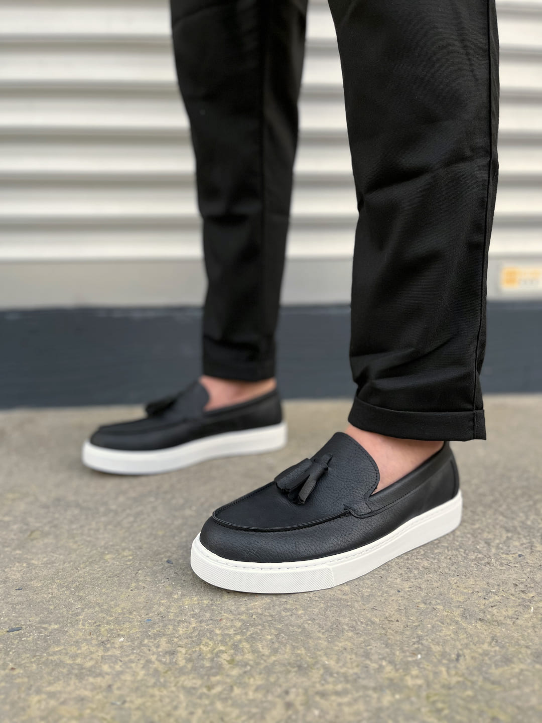 JY153 Bloom Bağcıksız Püsküllü Cilt Erkek Günlük Spor Klasik Ayakkabı CBT - Siyah - 43 Resim 2