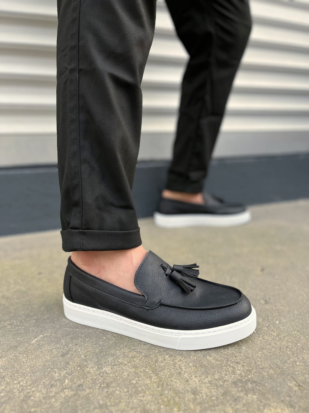 JY153 Bloom Bağcıksız Püsküllü Cilt Erkek Günlük Spor Klasik Ayakkabı CBT - Siyah - 41