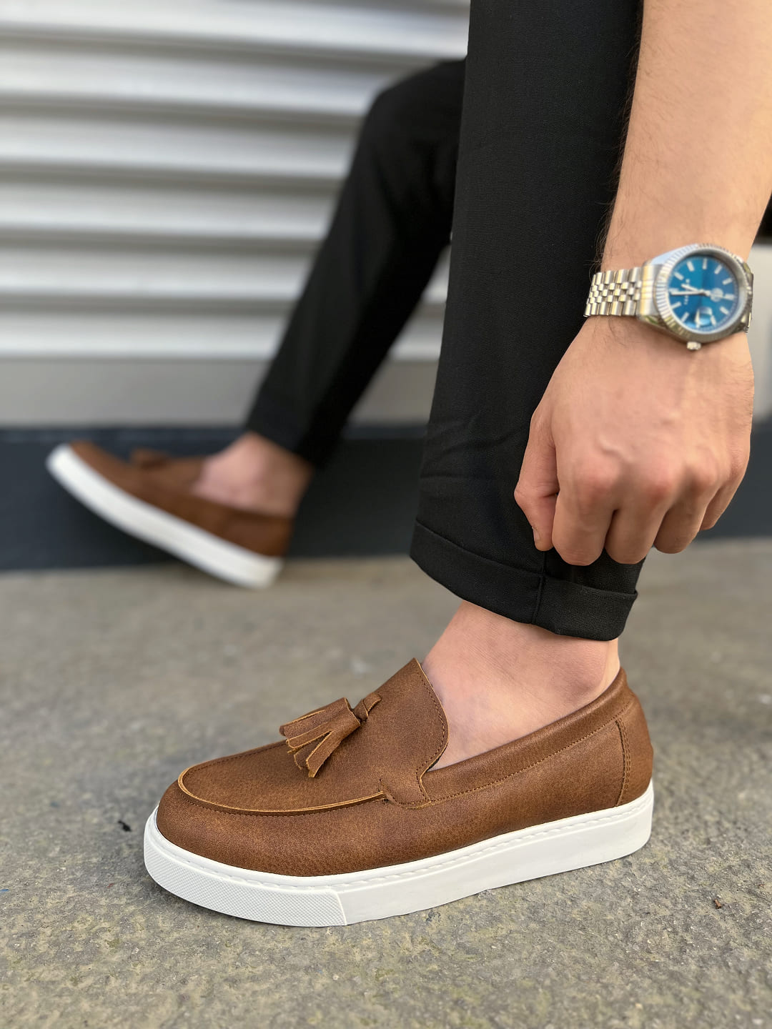 JY153 Bloom Bağcıksız Püsküllü Cilt Erkek Günlük Spor Klasik Ayakkabı CBT - Taba - 40 Resim 3