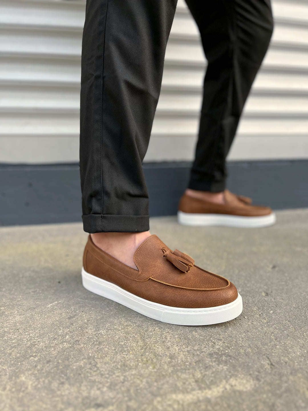 JY153 Bloom Bağcıksız Püsküllü Cilt Erkek Günlük Spor Klasik Ayakkabı CBT - Taba - 40