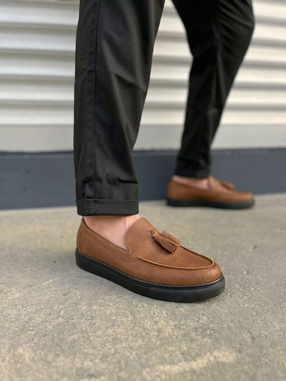 JY153 Bloom Bağcıksız Püsküllü Cilt Erkek Günlük Spor Klasik Ayakkabı CST - Taba - 43