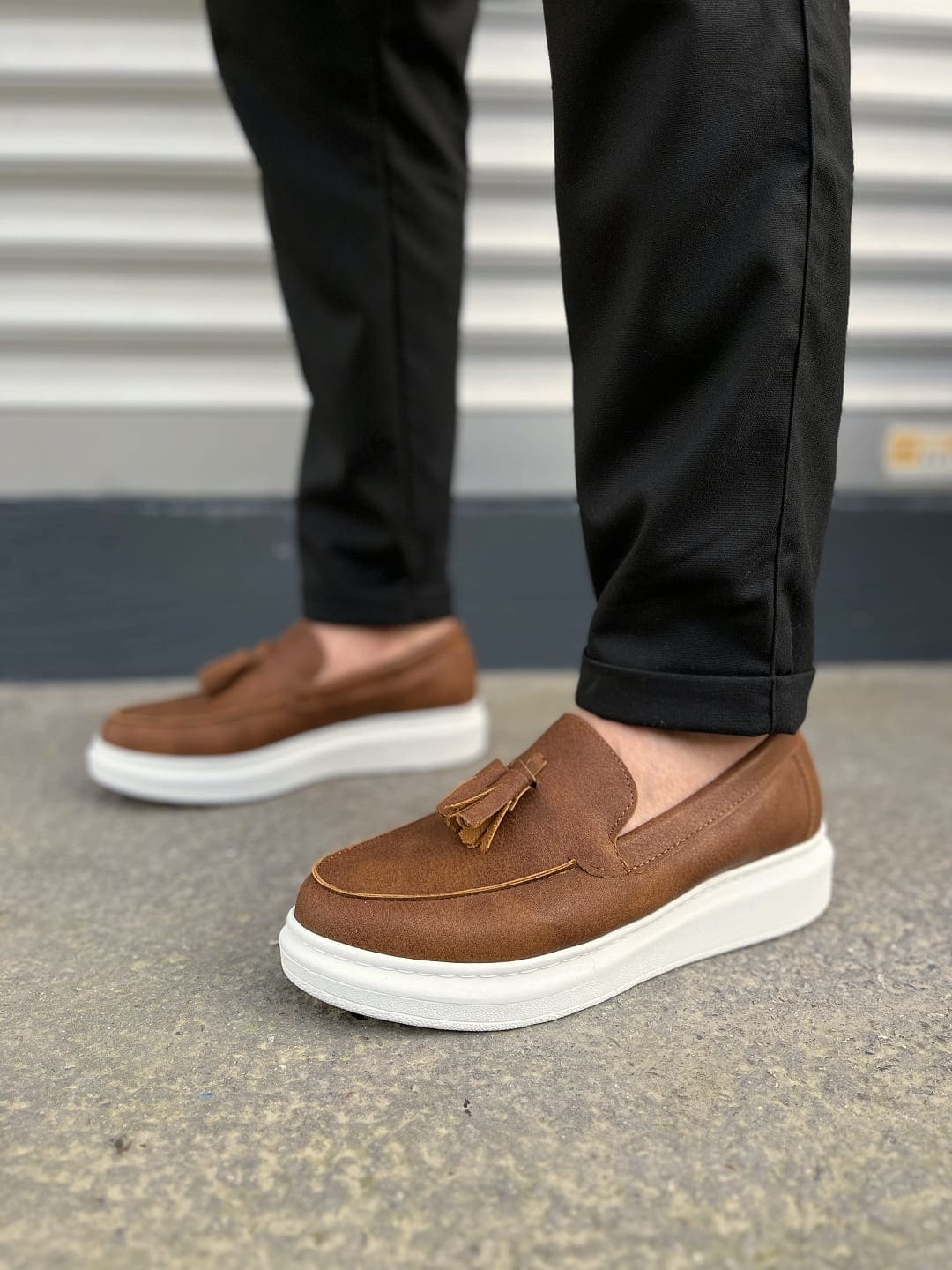 JY154 Blaze Bağcıksız Püsküllü Cilt Erkek Günlük Spor Klasik Ayakkabı CBT - Taba - 41 Resim 2