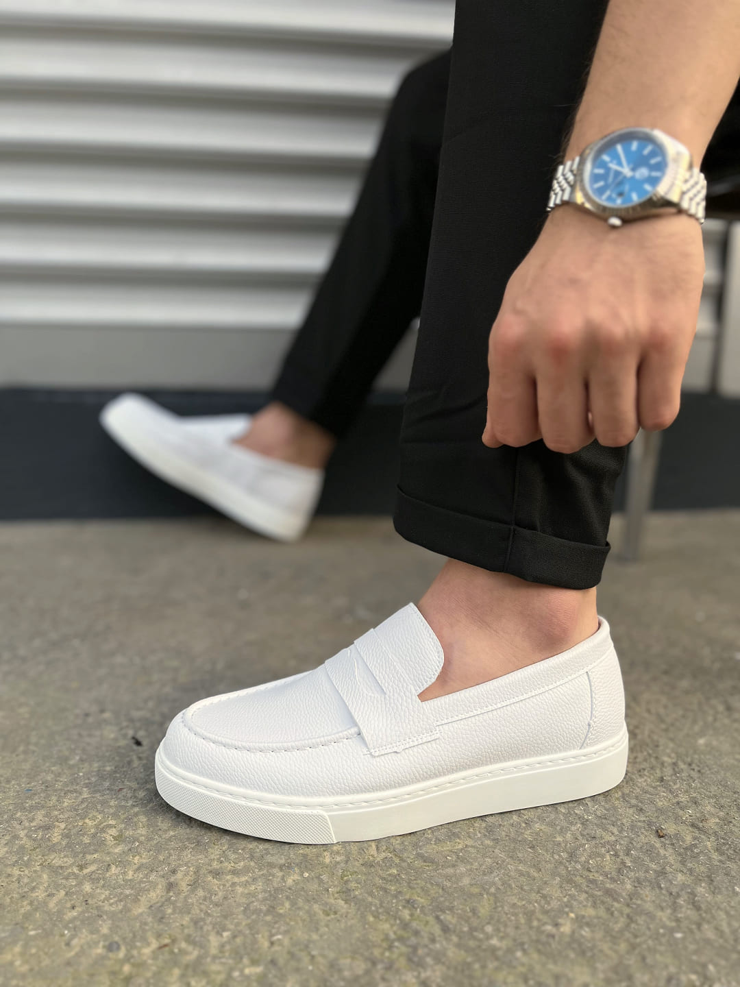 JY180 Estilo X Bağcıksız Cilt Erkek Günlük Spor Klasik Ayakkabı CBT - Beyaz - 40 Resim 3