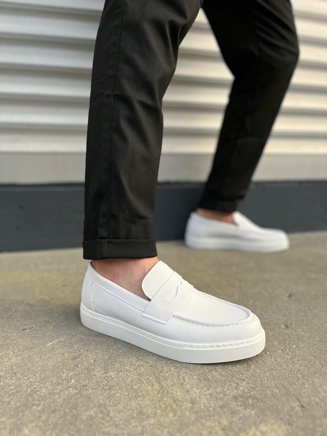 JY180 Estilo X Bağcıksız Cilt Erkek Günlük Spor Klasik Ayakkabı CBT - Beyaz - 40