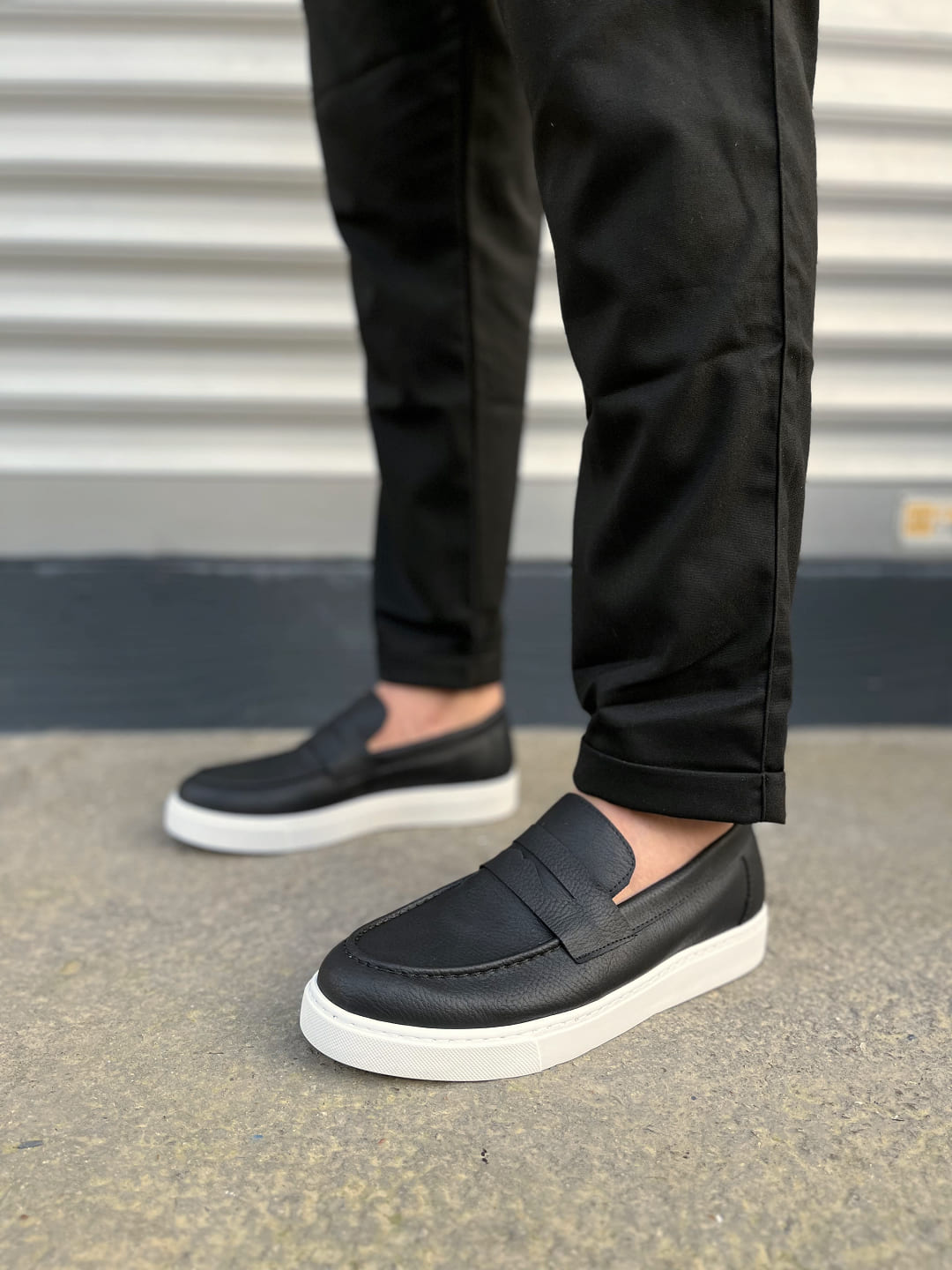 JY180 Estilo X Bağcıksız Cilt Erkek Günlük Spor Klasik Ayakkabı CBT - Siyah - 40 Resim 2