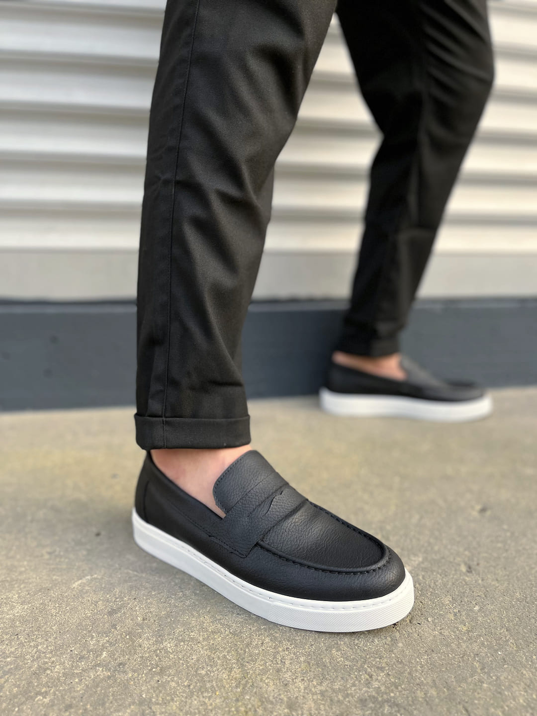 JY180 Estilo X Bağcıksız Cilt Erkek Günlük Spor Klasik Ayakkabı CBT - Siyah - 44