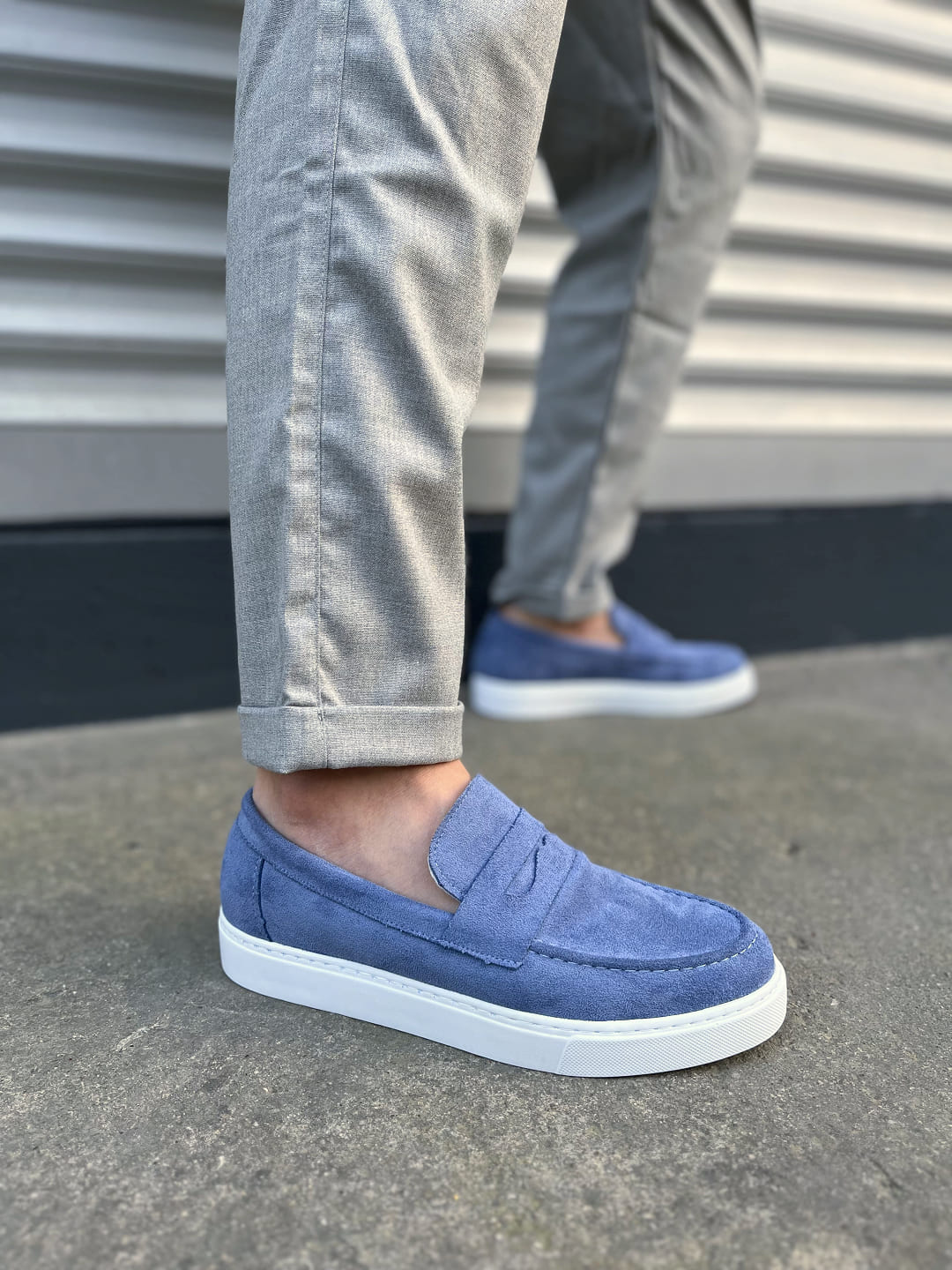 JY180 Estilo X Bağcıksız Süet Erkek Günlük Spor Klasik Ayakkabı SBT - Mavi - 41