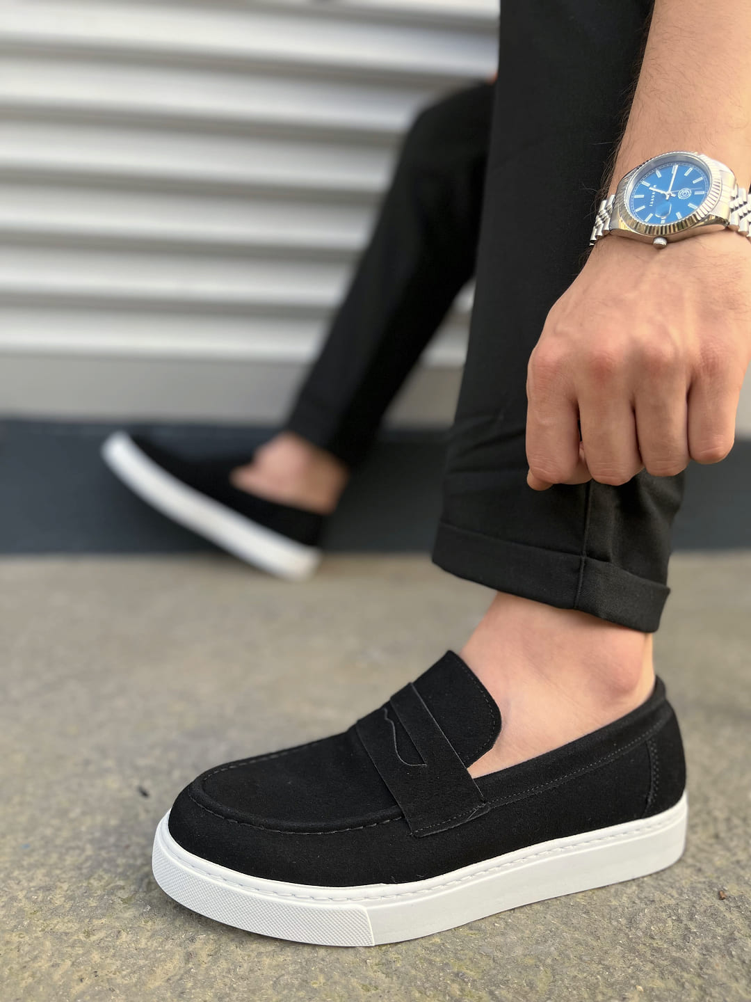 JY180 Estilo X Bağcıksız Süet Erkek Günlük Spor Klasik Ayakkabı SBT - Siyah - 41 Resim 3