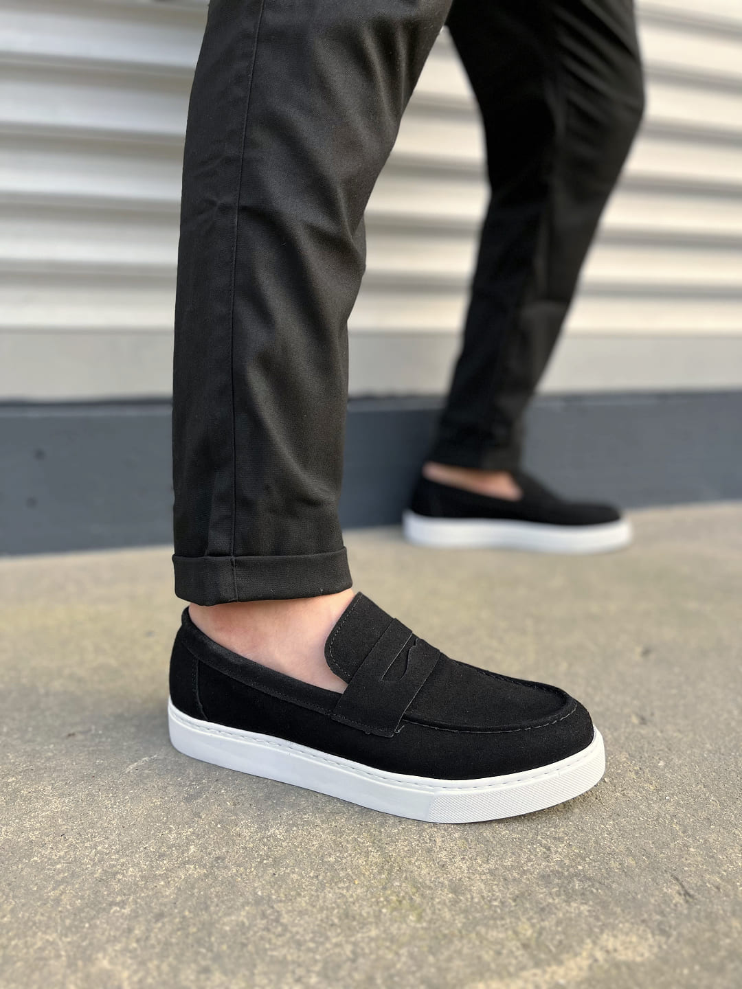 JY180 Estilo X Bağcıksız Süet Erkek Günlük Spor Klasik Ayakkabı SBT - Siyah - 41