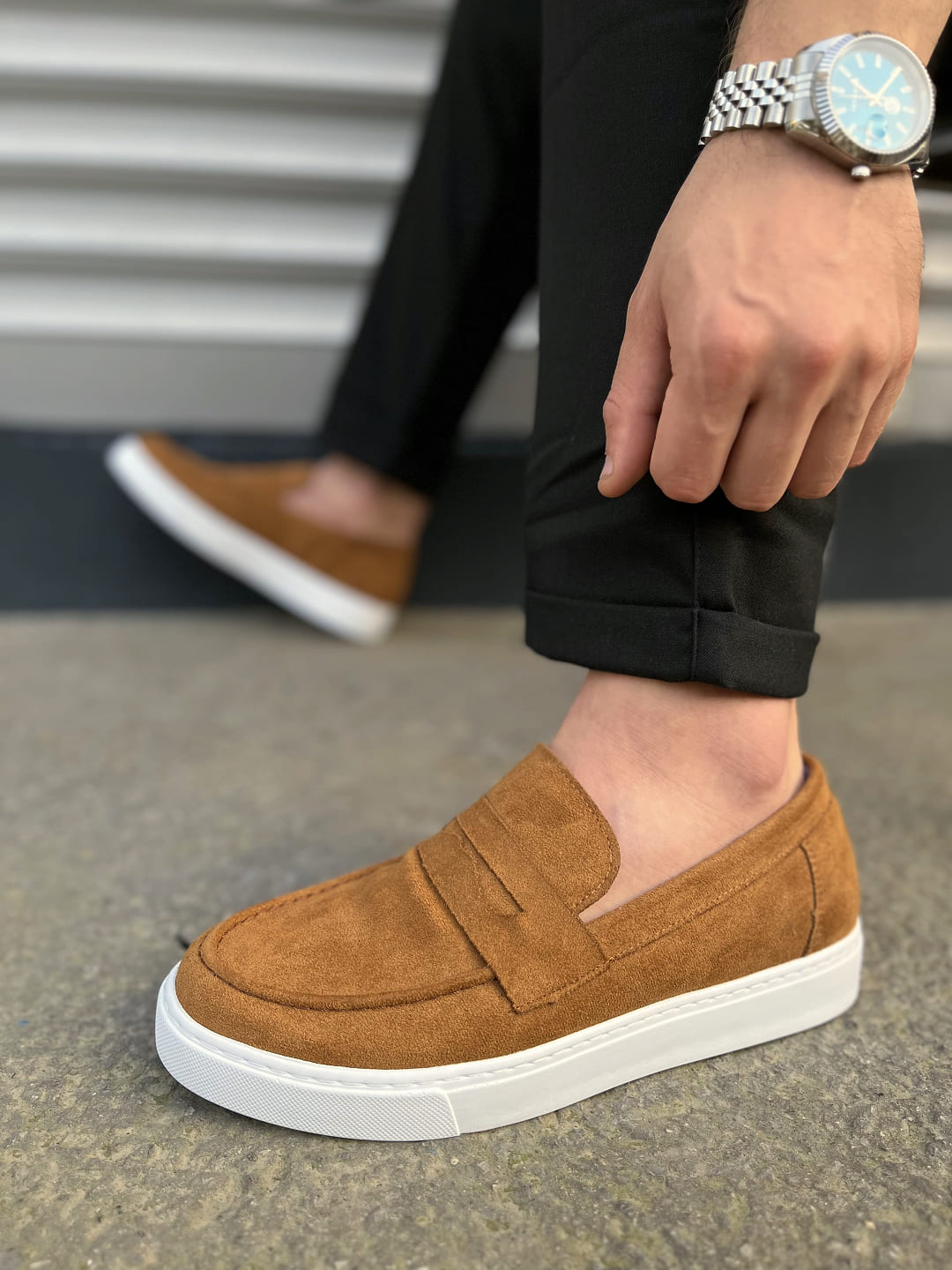 JY180 Estilo X Bağcıksız Süet Erkek Günlük Spor Klasik Ayakkabı SBT - Taba - 43 Resim 3