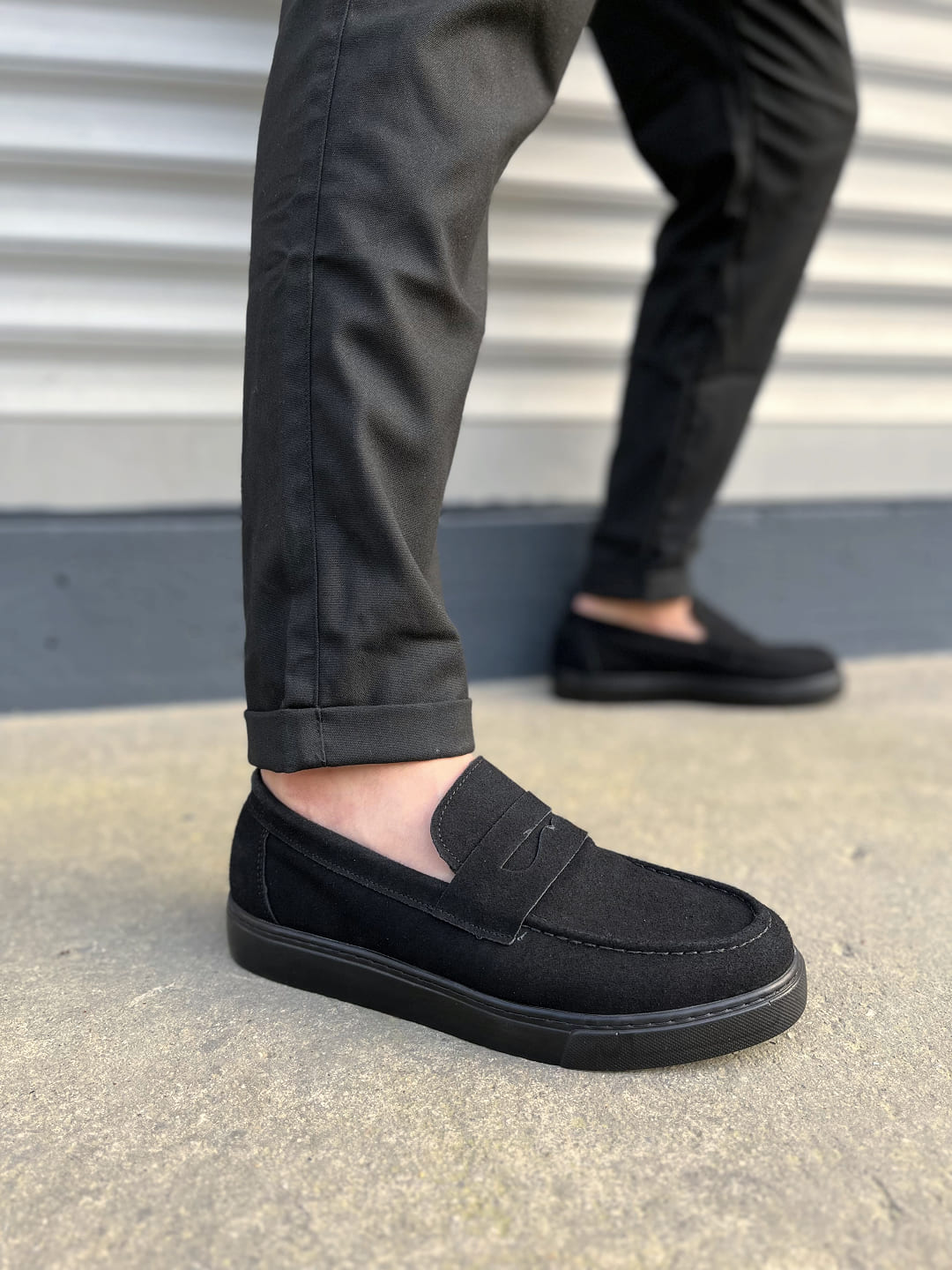 JY180 Estilo X Bağcıksız Süet Erkek Günlük Spor Klasik Ayakkabı SST - Siyah - 43