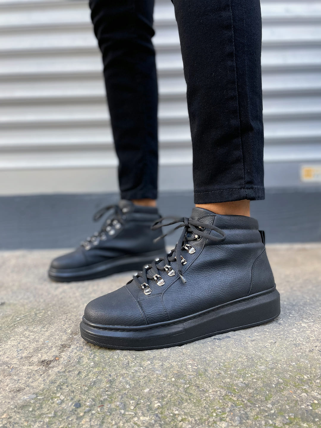 JY206 Ottawa Bağcıklı Ortopedik Taban Cilt Erkek Spor Bot CST - Siyah - 43 Resim 2