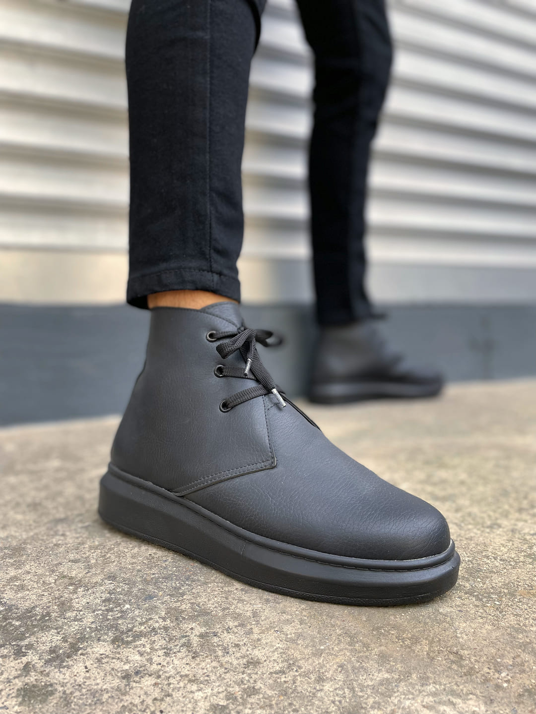 JY207 Oslo Bağcıklı Ortopedik Taban Cilt Erkek Spor Bot CST - Siyah