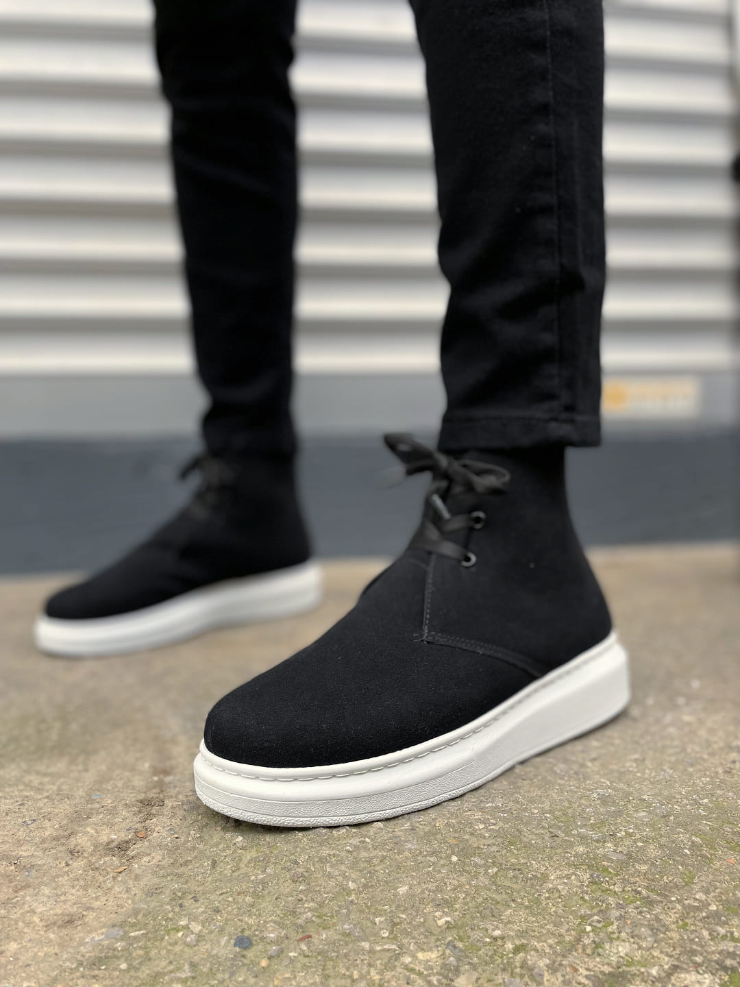 JY207 Oslo Bağcıklı Ortopedik Taban Süet Erkek Spor Bot SBT - Siyah - 43 Resim 2