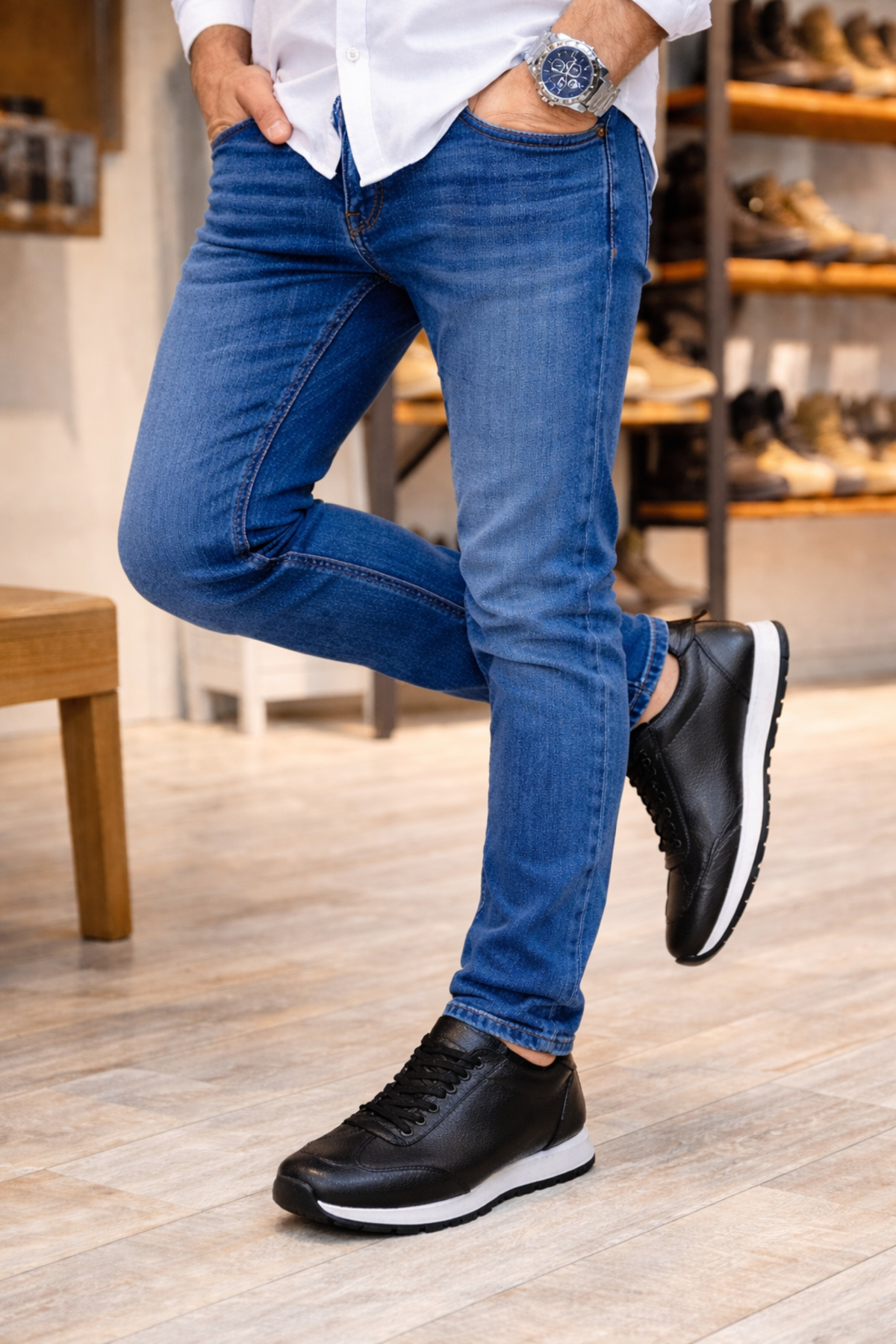 Joy Man JY2402 Berts Bağcıklı Hakiki Deri Erkek Günlük Sneaker Siyah