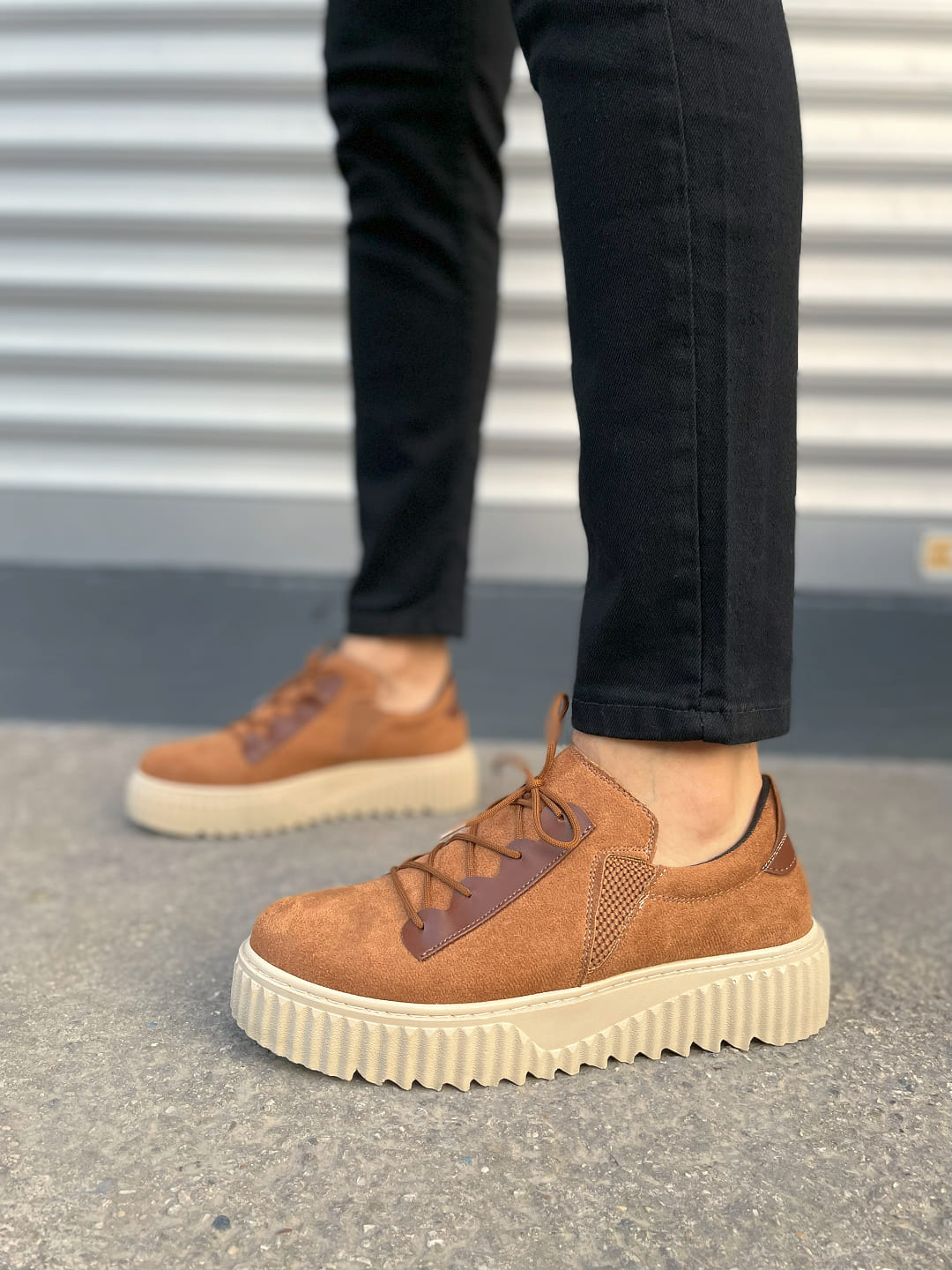 Joy Man JY502 Bold Bağcıklı Süet Erkek Günlük Sneaker Ayakkabı Taba