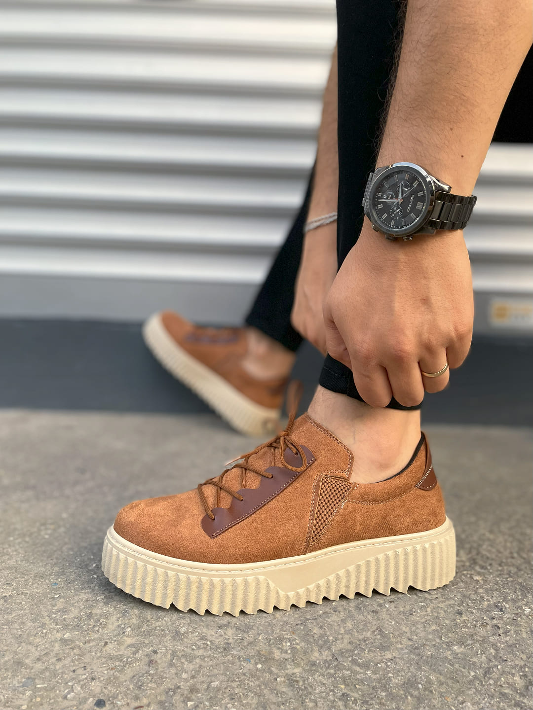 Joy Man JY502 Bold Bağcıklı Süet Erkek Günlük Sneaker Ayakkabı Taba