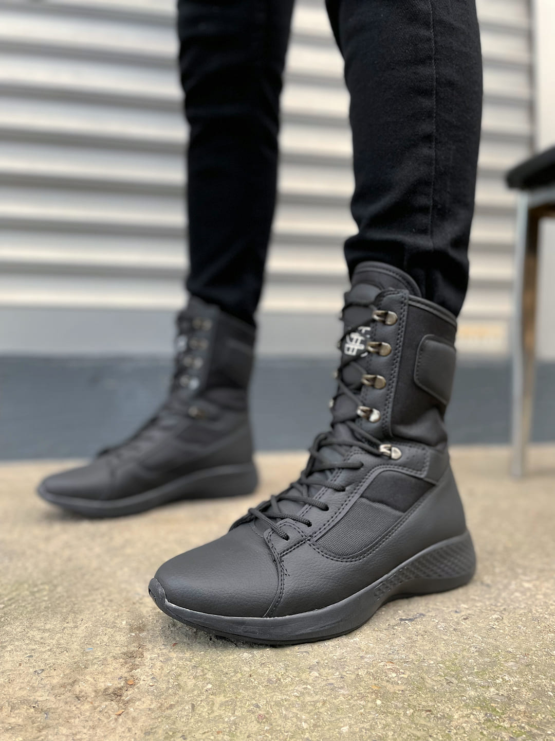 JY799 Verton Bağcıklı Ortopedik Taban Günlük Cilt Erkek Askeri Postal Bot CST Siyah - 43 Resim 2